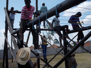Building the rope climb for the obstacle course