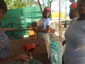 Cynthia is learning how to cut and grind!