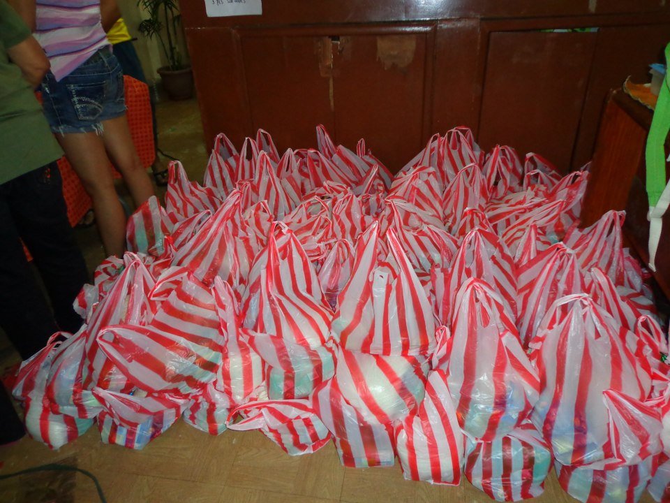 Each Bag Contains Food, Medicine, and Soap