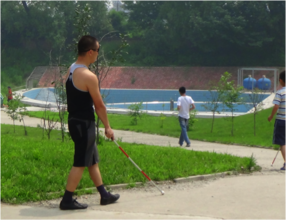 Learning how to use a cane (blindfolded!)