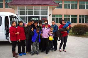 The group getting ready to move