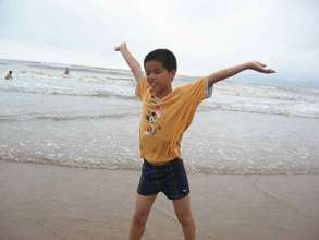 Pan Pan at the beach in Qingdao