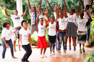 Beth with the others kids during a mentorship prog