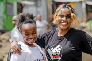 Cythia and our volunteer at Mukuru slum