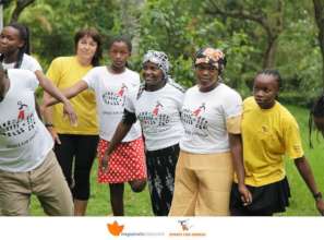 Margaret (in a red skirt) during SFC camp