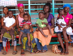 Moms at clubfoot clinic in Liberia