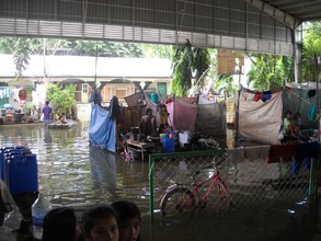 Flooded school used as evacuation center