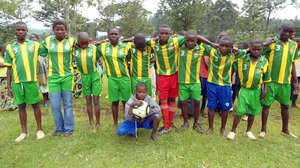 Boys and girls of Kalonge, playing football
