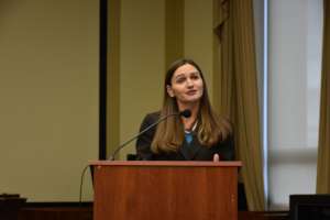 Panelist Amy Stein speaking at the briefing