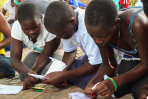 Children making own pads