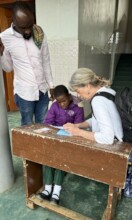 Joan at school with Arnold and Gayle
