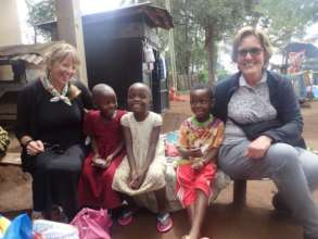 Elizabeth and Linda with new scholarship students