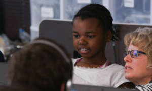 A student exploring the Hour of Code