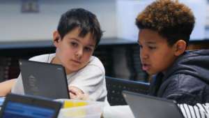 Students exploring the Hour of Code