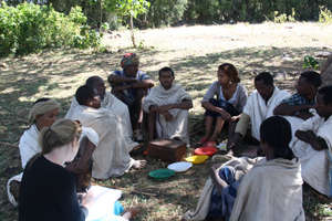 Emma joins meeting of the VSLA, Addis Alem