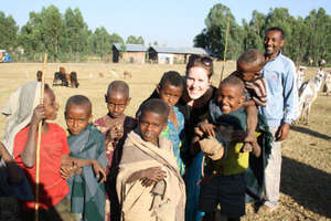 Emma having fun with the local children