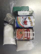 Weekly food parcel contents.