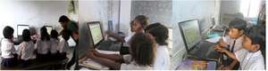 children using software in school