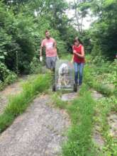 We trapped Charlie in the woods.