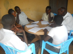 Students having a group discussion at the center