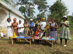Women's group with recycled plastic crafts