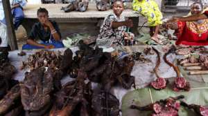A bushmeat market in West Africa