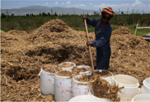 Filling clean empty drums with cover material