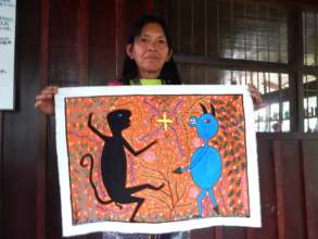 Lastenia holding painting
