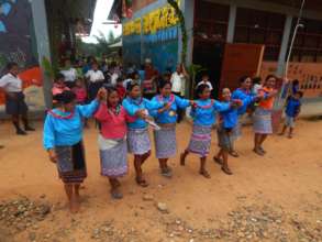 Welcome outside school at Bena Jema