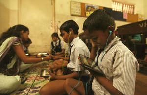 A student uses tablet computer to study Maths