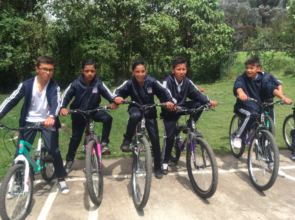 Their first experience riding a bike.
