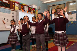 Students practice choreography in music class!