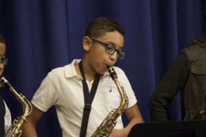 A saxophone player gets into his groove!