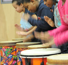 Student groove to the beat of their drums!
