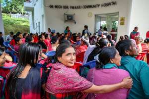 Nepali women awaiting treatment each morning