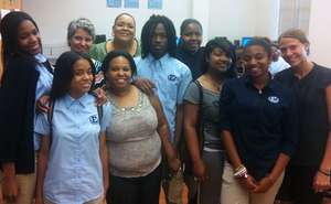 Students and their faculty advisers getting ready