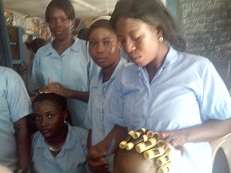 Hair dressing trainees