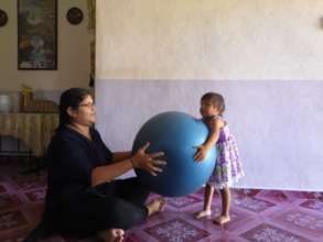 Gym ball is one of Maria's favourite toy.