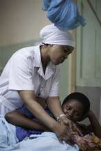 Mary attending to a mother