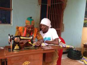 Mary Mosha and Rose Mukita learning to sew the Kit