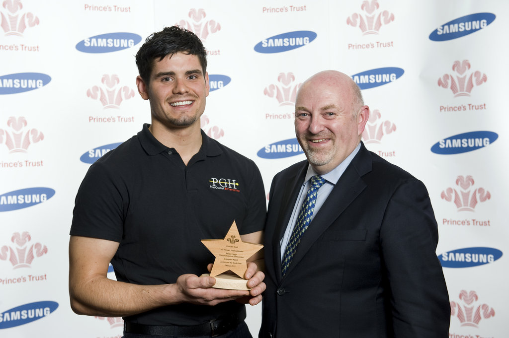 Peter receiving an award for enterprise