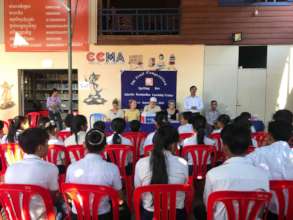 Students gathering in Final Spelling Competition