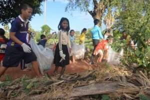 Rubbish collection parade in the community
