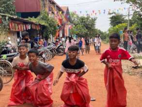 kids play games during Khmer New Year party