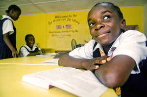 Albernita enjoying her library!