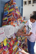 Old chip bags and newspaper never looked so good.