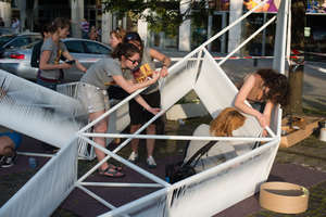 Downtown - installation of the new lights