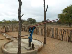 The newly rehabilitated borehole hand pump
