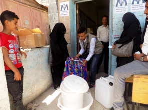 Teaching safe hygiene practices to a family in Ibb