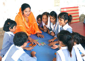A teacher leads the way